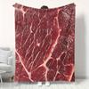 Steak Pattern Flannel Blanket - Soft and Warm, Suitable for Sofas, Beds, Camping, Makes a Holiday Gift for Boys and Girls