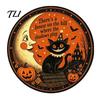 Wall Mounted Metal Decor Retro Halloween Sign, Round Decorative Vintage Festive Home Ornament Rustic Art for Living Room Party Decoration Durable Iron