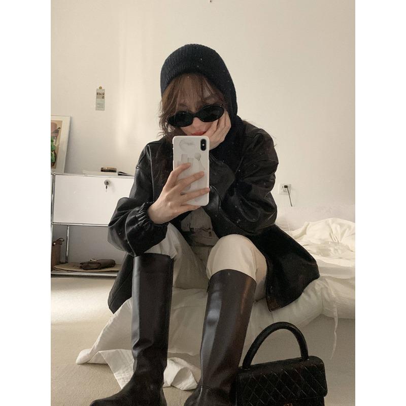 

Корейская Модная Осень и Зима Вязаная Шапка Модная Теплая Защита Шеи Шапка-Мешок Головной Убор Шерстяная Шапка Защита Шеи M（56-58cm）