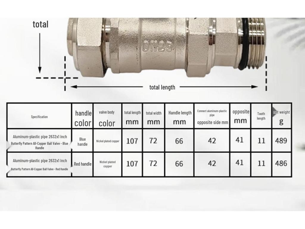 1-Inch Aluminum-Plastic Ball Valve for Underfloor Heating, 32mm External Thread Double Union Manifold.