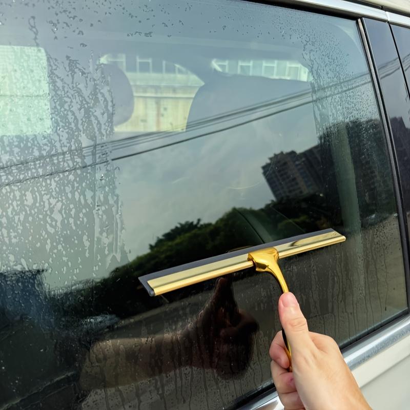 1 Duschskrapa och fönsterskrapa i rostfritt stål, Ergonomiskt handtag, Sömlös silikonfilm, Självhäftande krok, Lämplig för badrum, kakel, bilfönster
