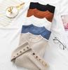 Women Thick Sweater Pullovers Khaki Casual Autumn Winter Button O Neck Chic Sweater Female Slim Knit Soft Jumper