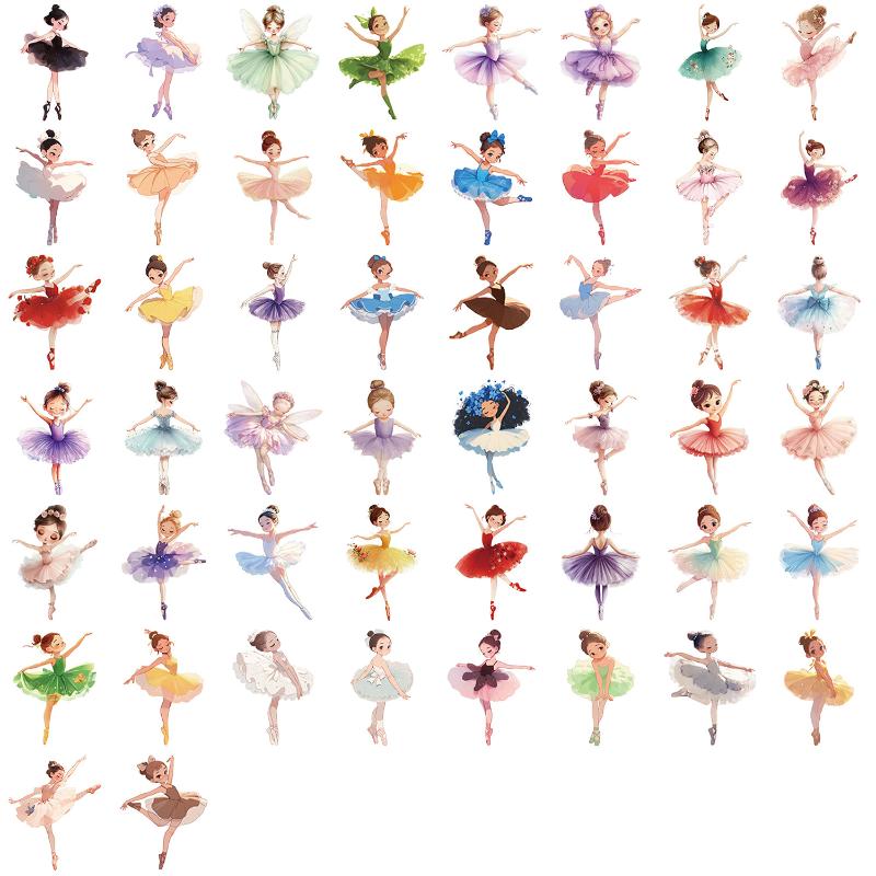 50Pcs Exquisite Girl Clothing Materials Phone Cases Laptop Ballet Girl Series Stickers Children'S Toy Pet Waterproof Decals