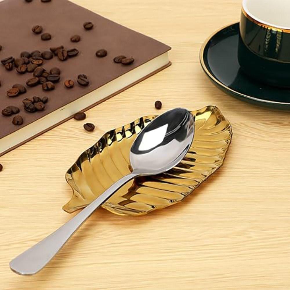 Leaf Design Dining Plate Non-Slip Kitchen Spoon Rest Premium Stove Top Spoon Holder Coffee Spoon