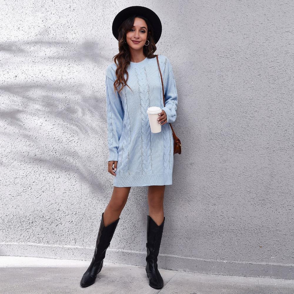 GMXIA Dámská móda Ležérní Jednobarevný potisk Podzim Zima Dlouhý rukáv S výstřihem do O Volné svetry Sukně