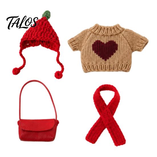 Seasonal Goose Accessories 7 Inch Desk Outfits, 4 Pcs Knitted Sweater Hat Scarf Office Ornament Crossbody Bag Winter Holiday Accessory for Office,
