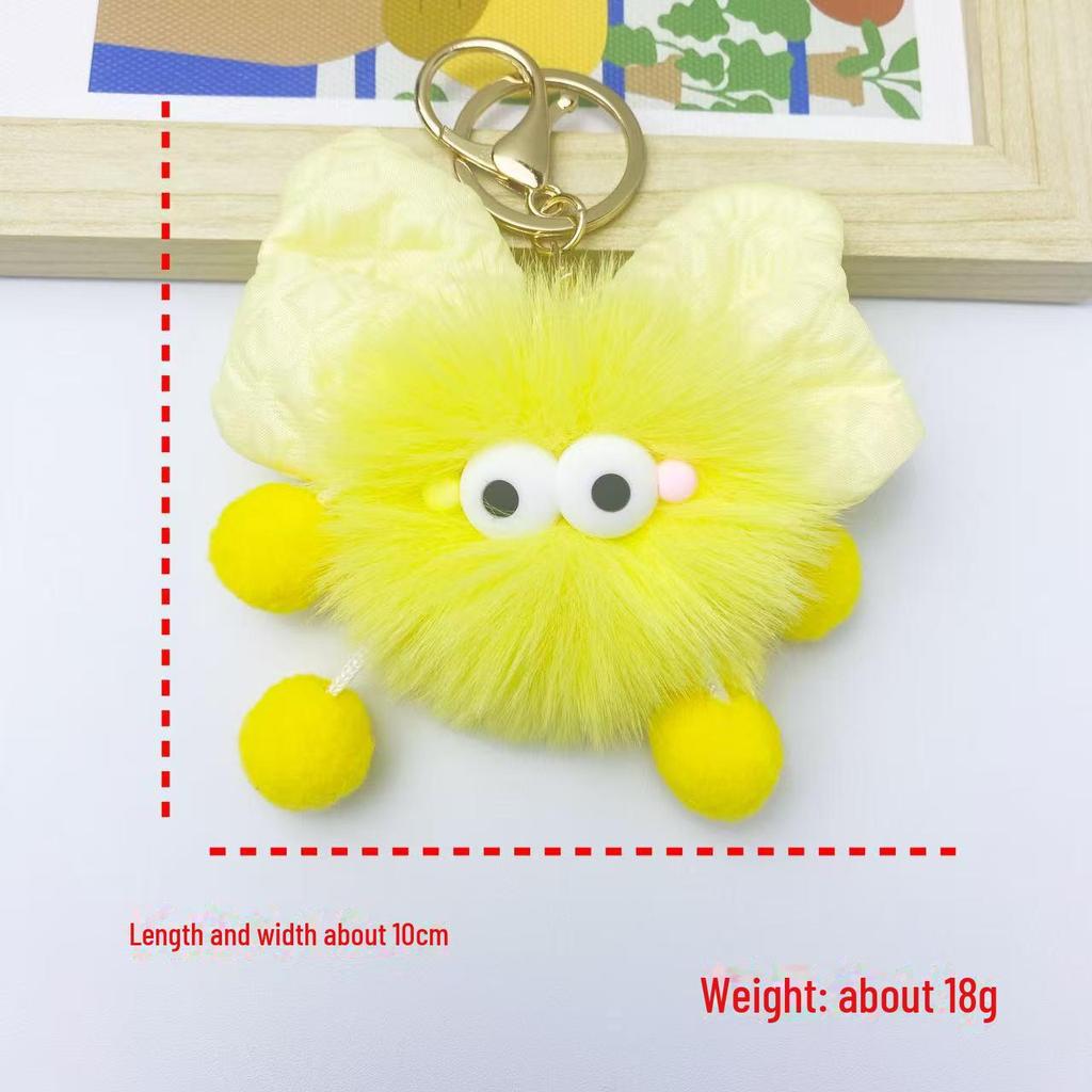Rex Rabbit Plush Keychain with Bow and Coal Ball Pendant - Cute Couple Gift Accessory