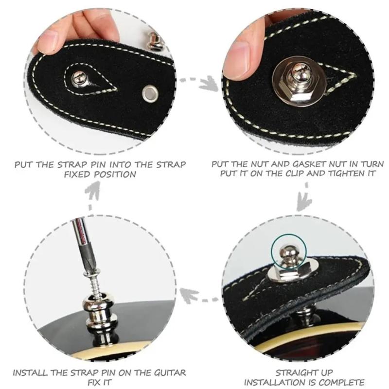 Pack of 2 Guitar Strap Locks Easy to Use Guitars Strap Buttons Metal Texture Bass Straps Locks Metal Guitar Pins