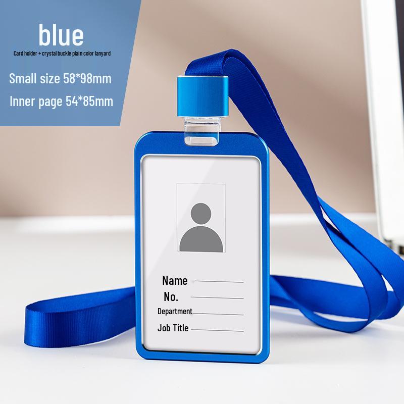 Aluminum Alloy ID Card Holder with Crystal Buckle Lanyard for Employees and Students
