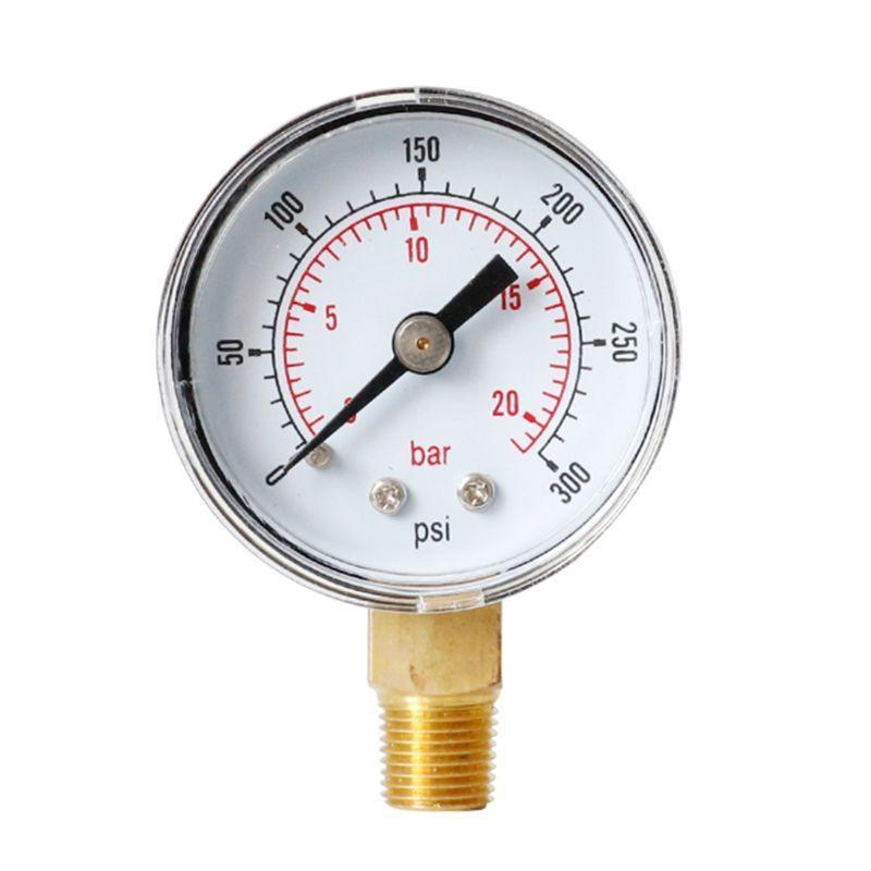 40mm Face Pressure Gauge 1/8" BSPT Bottom Mount 15,30,60.100,160 200, 300 PSI & Bar for Air Gas Water Fuel Liquid.