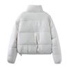 TAOP Womens Stand Collar Short Cotton Puffer Jacket 2026 Petite Fit Solid Color Loose Casual Commuter Wear