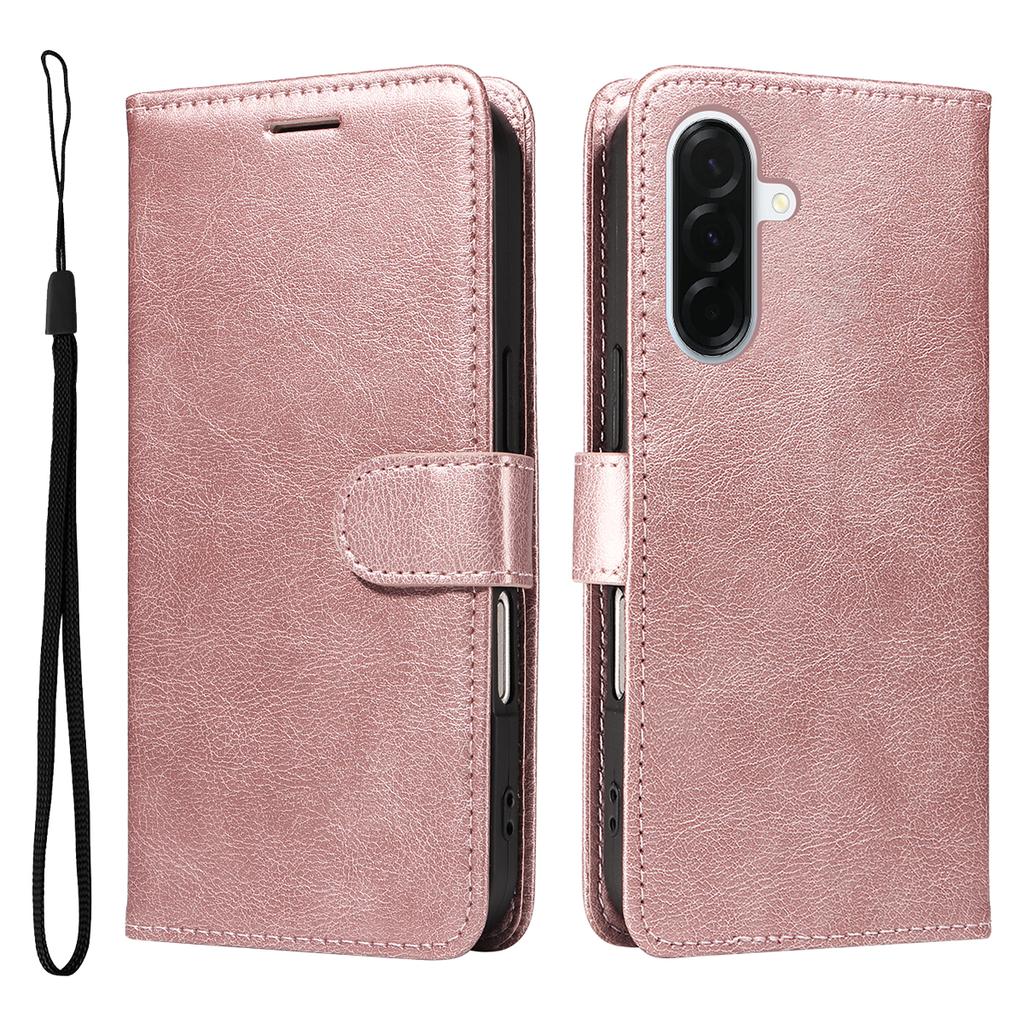 For Samsung Galaxy A37 5G Leather Wallet Case with Strap Solid Color Phone Stand Cover