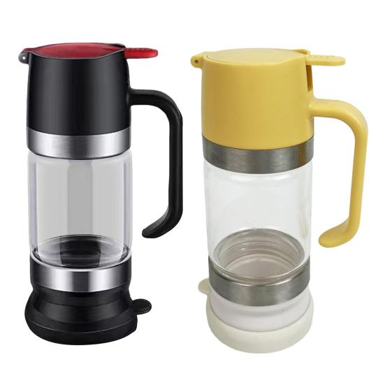 Glass Bottle Honey Syrup Dispenser Food Grade BPA Free Leakproof Glass Honey Dispenser Pot Syrup Storage Bottle with Handle