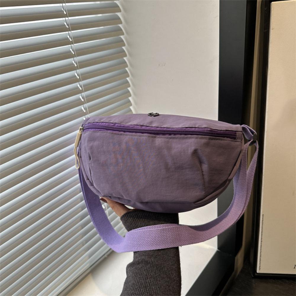 

Large Capacity Oxford Cloth Crossbody Bag Wide Shoulder Strap Dumpling Bag Outdoor фиолетовый