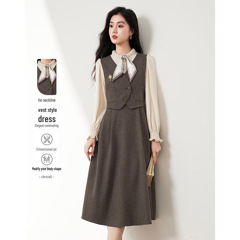 

Elegant Faux Two-Piece Midi Dress S