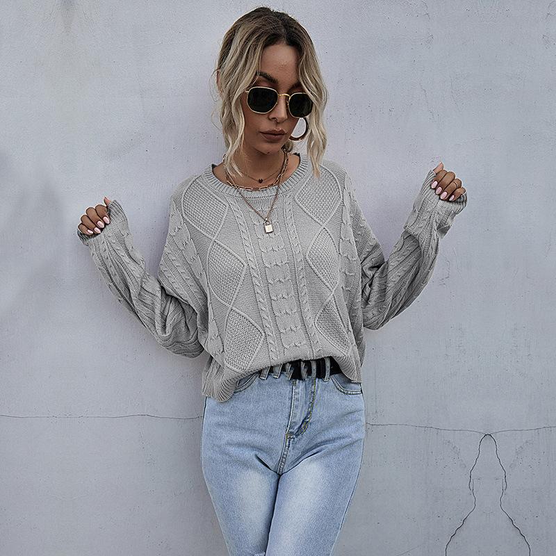 

Винтажная мода элегантный повседневный однотонный трикотажный свитер с длинными рукавами скрученный Mori короткий низ свитер женский универсальный осень L светло-серый