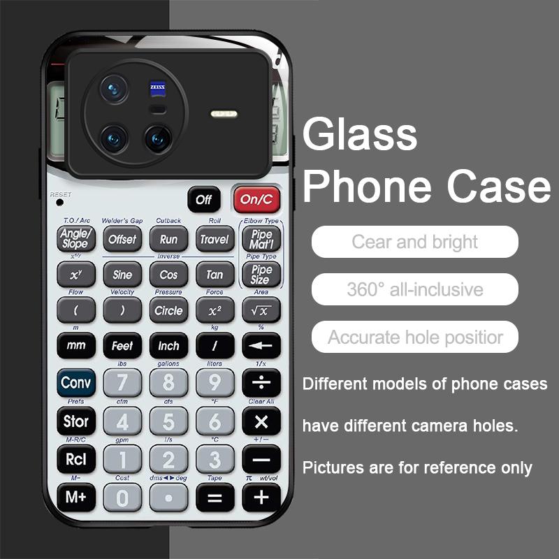 Funny Digital Calculator Pattern Tempered Glass Phone Case for OPPO Reno 13 F 12 11 10 Pro Plus Find X8 X3 Lite A58 A78 5G Cover