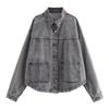 Damen Jeanshemdjacke mit Kragen und Taschen - 2026 Vielseitiger Stil