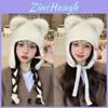 Style Knit Hat For Women With Plush Bear Ears Warm Winter Beanie For Casual Fashion