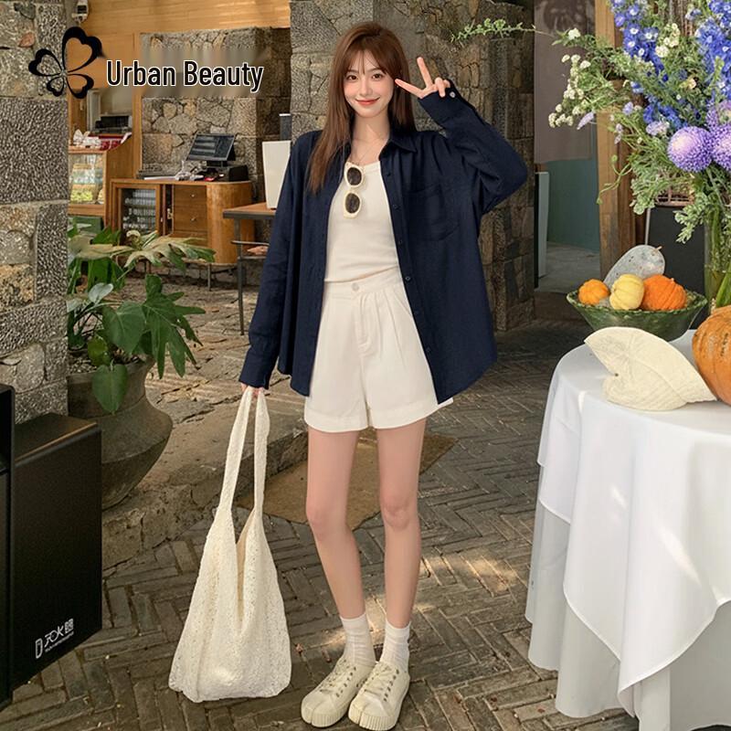 Женская легкая рубашка-куртка из смесовой льняной ткани с защитой от солнца M