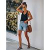 Magic Queen Export Summer Amazon Fashion Street Curling Ripped Straight Women's Denim Shorts Shorts