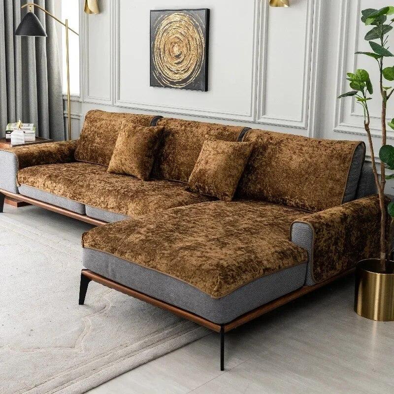 Winter Plush White Sofa Cover Four Seasons Velvet Nordic Non Slip Sofa Cushion Simple Modern Suede Sofa Cover for Living Room