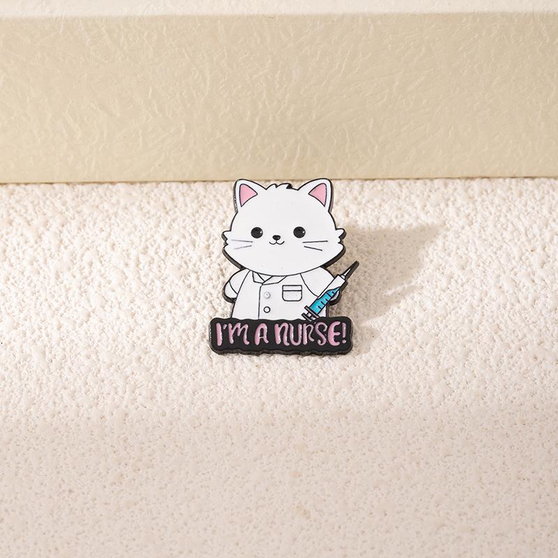Cartoon Cat Doctor Alloy Brooch Personality Cute Animal Doctor Metal Badge Badge Nurse Accessories