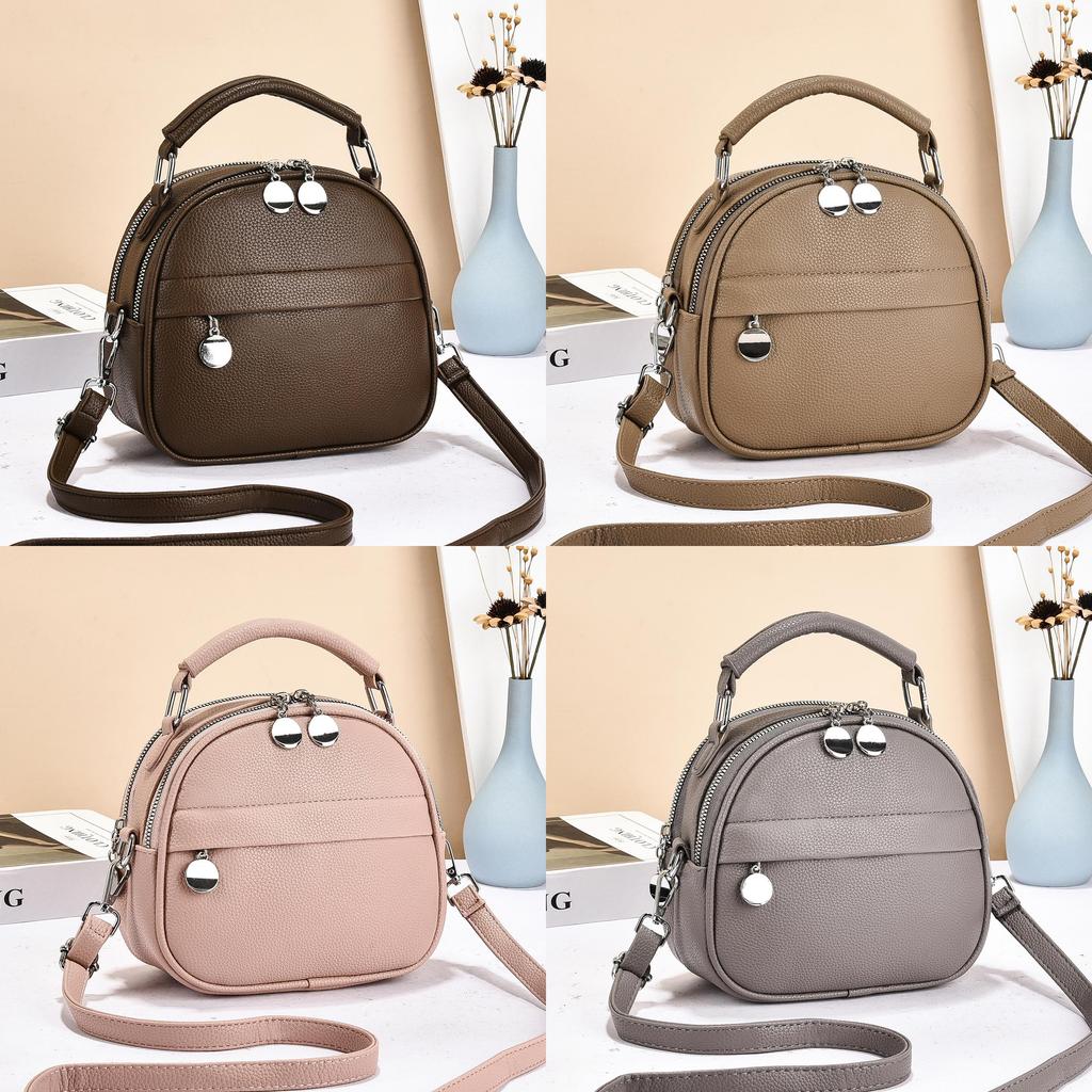 Pu Leather Small Round Crossbody Bag For Casual Travel Women