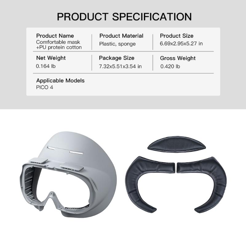 Lightproof Facial Cushion Interface Brackets for Pico 4 VR Headset Ice Cloth/PU Pads Frame Face Cushion Pads Accessory