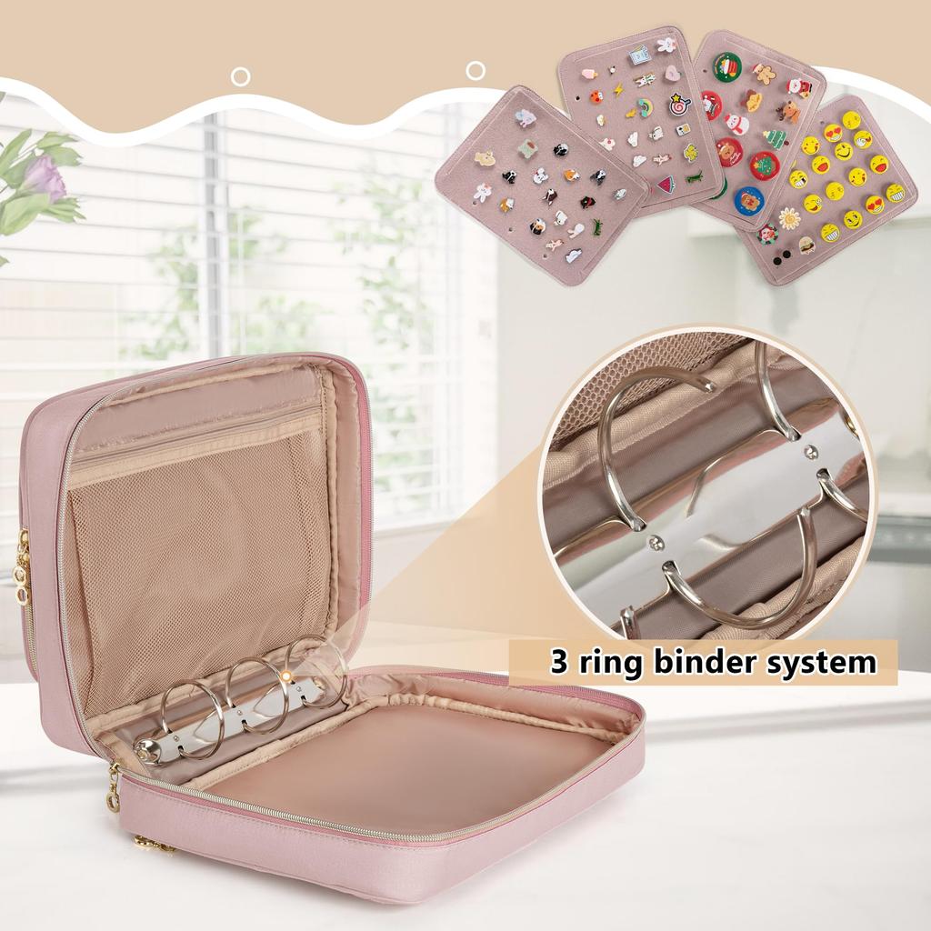 Luxja Badge Storage Bag with Clear Pocket for Badge Pin and Transport of Your Favorite Merchandise Pink Collections, Badges, Files, Display, Storage,