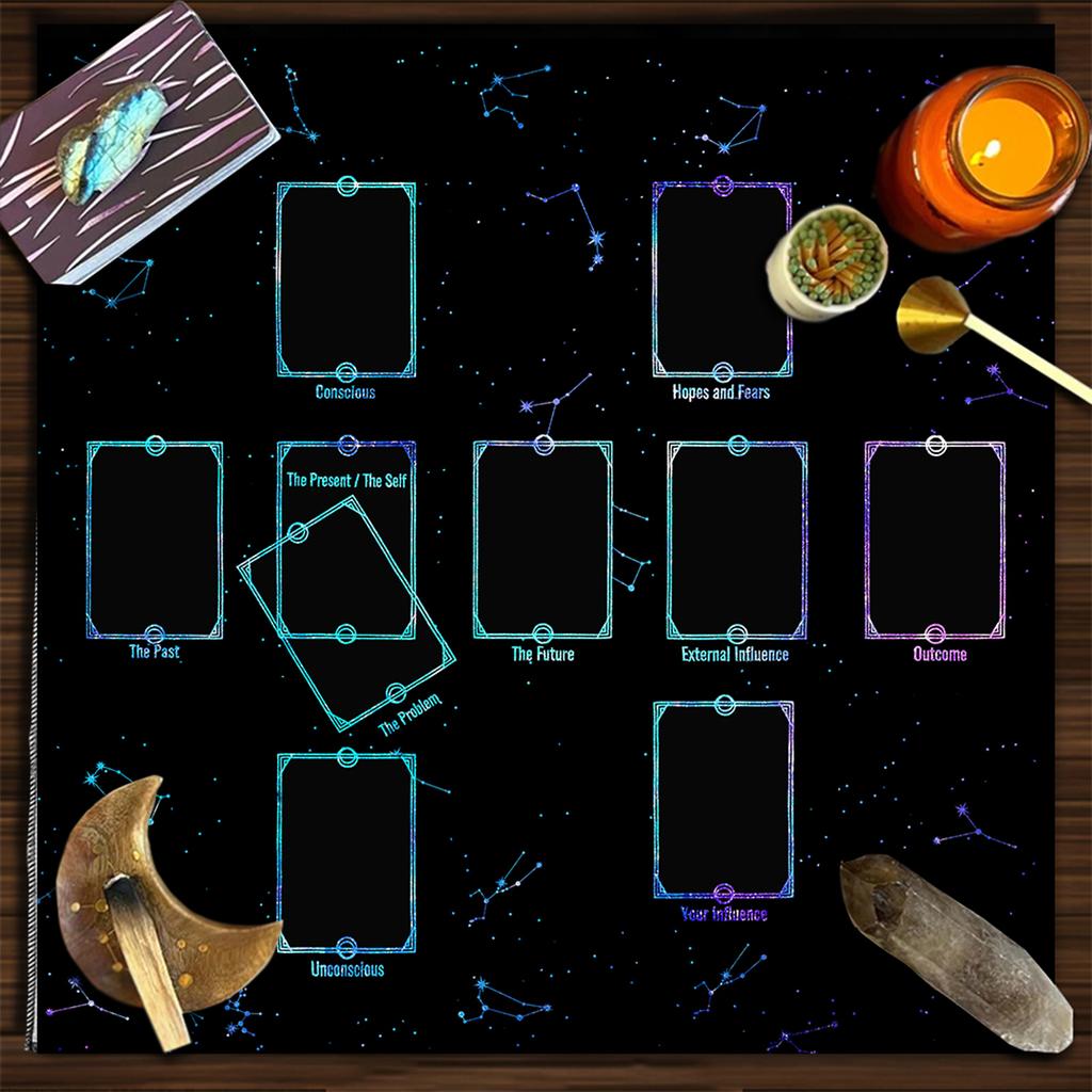 3 Opțiuni de Mărimi Pânză de Altar pentru Masă de Tarot Mat Mistic pentru Joc de Societate Față de Masă pentru Divinații cu Pendul Pad pentru Cărți de Joc de Societate