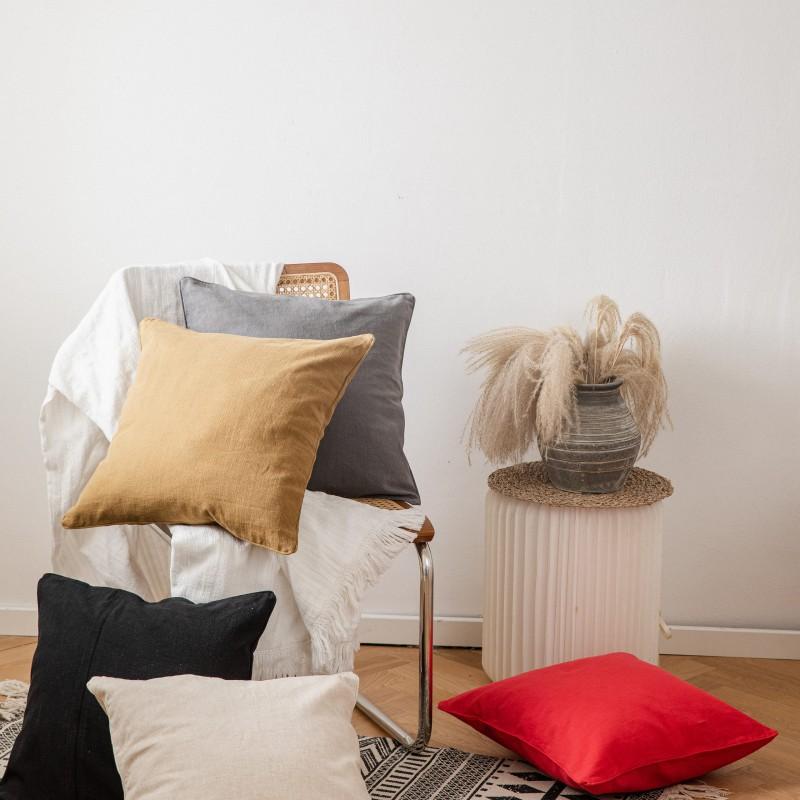 Cotton and Linen Solid Color Living Room Sofa Pillow, Japanese Simple Pillow Case, B&B Hotel Decoration Large Pillow