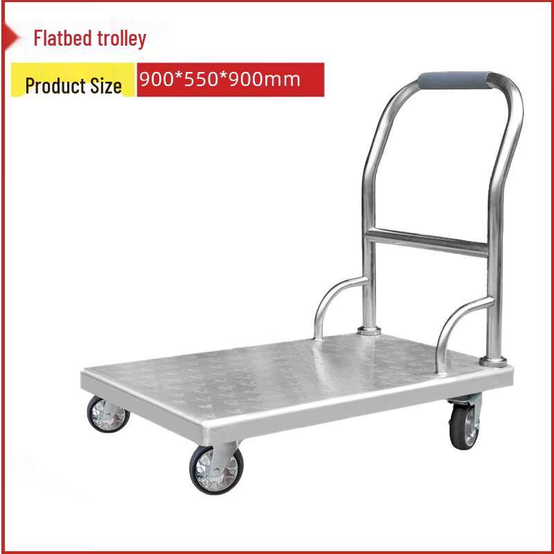 Stainless Steel Flatbed Hand Truck with Guardrail