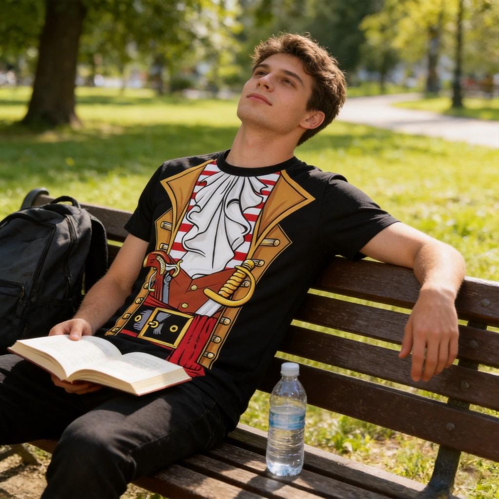 Wacky Spoof Pirate Digital Print T Shirt With Breathable Polyester For Youth Summer Casual Wear