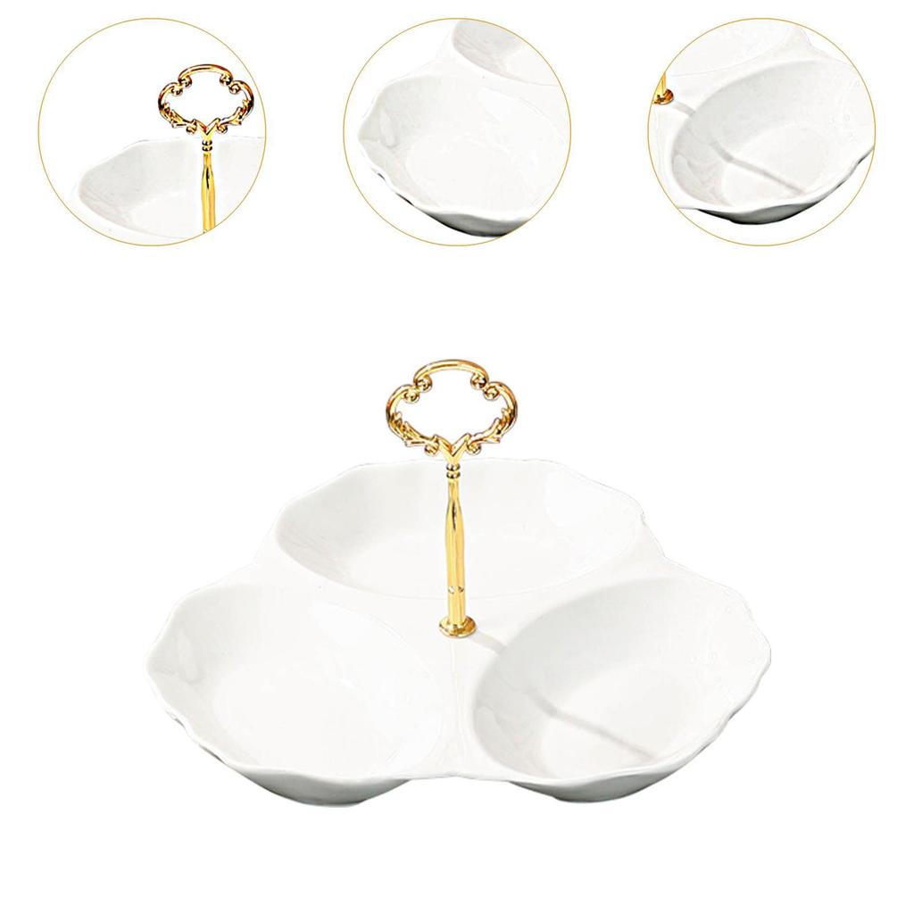 Trockenfrüchte-Platte Tablett Party-Serviertablett Porzellan Multifunktionales unterteiltes Serviertablett für Süßigkeiten Kekse Party-Früchte