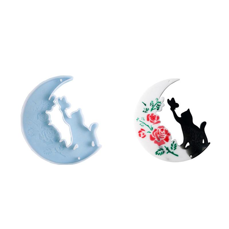 

1 шт. DIY настенный подвесной лунный кот домашний орнамент хрустальные капельные ремесла формы силиконовые формы