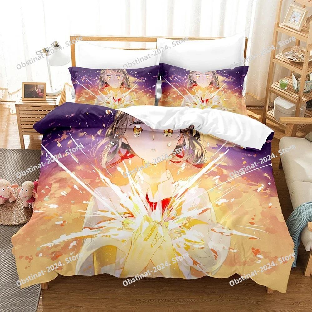 Il tuo Nome Set di Biancheria da Letto di Lusso Anime Cartone Animato Giapponese Set Copripiumino Piumone Copriletto Lino Misura Singola/Twin Stampato Tessile per la Casa