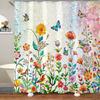 Colorful tree flower shower curtain fabric bathroom decoration with 12 hooks 180x 180cm bathtub shower curtain