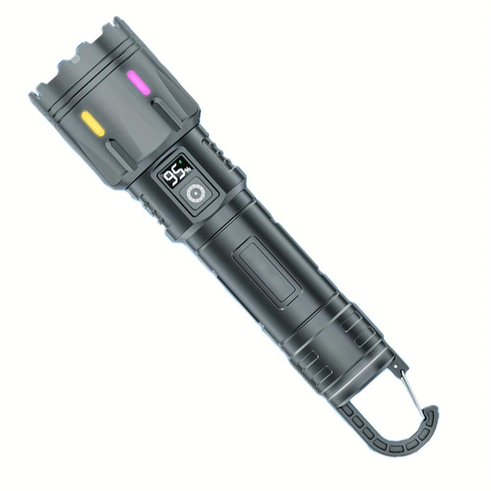 High Strong Power Led Flashlights Emergency Spotlights Telescopic Zoom Built-in Battery USB Rechargeable Camping Torch