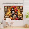 2D flat banner 1 piece, vibrant traditional Mexican skull art tapestry with Day of the Dead design