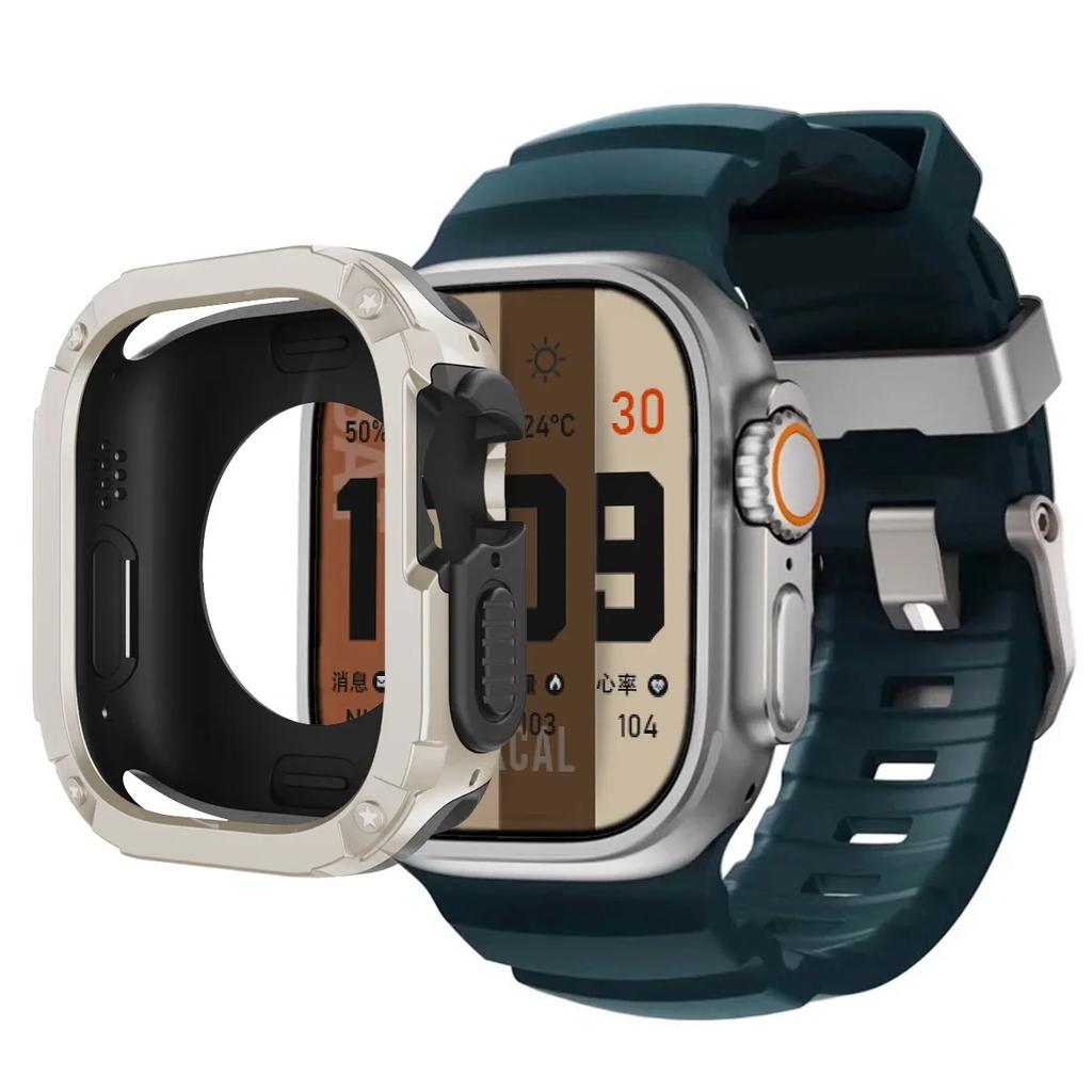 Band+Case for Apple Watch Ultra 2 49mm 44 45 46mm Sport Silicone Strap TPU+PC Cover iWatch Series10/8/7/SE/6/5 Protector Bumper