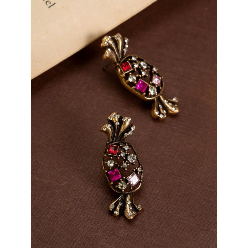 Vintage Studded Candy Earrings With A Temperament Versatile Personality Adorned Colorful Zircon