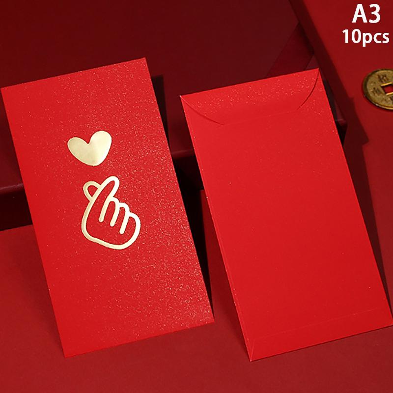 10Pcshappy Birthday Red Envelope Hot Stamping Creative Red Pocket Red Pocket For Lucky Money Birthday Wedding Red Gift Envelopes