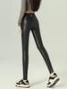 Jambiere din piele subțire din catifea Pantaloni stretch cu talie înaltă Pantaloni elastici Femei Negri Sexy Keep Thermal Pantaloni