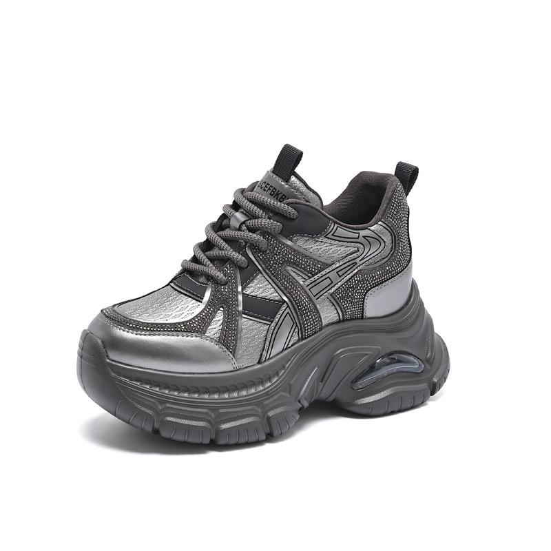 

Women s shoes 2025 heightened platform autumn leather shoes women s casual shoes new sports casual dad sports shoes dirt-resistant 39