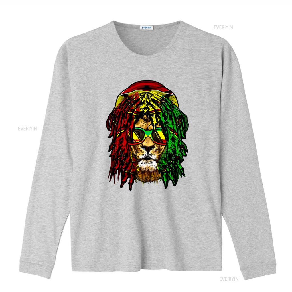 Reggae Lion T Shirt with Dreadlocks Rasta Sunglasses Jamaica Rastafarian Style Print vintage Washed streetwear Versatile Soft