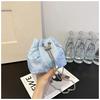 Butterfly Embroidery Ladies Bucket Shoulder Bags Vintage Flower Female Handbags Pearl Chain Women's Portable Crossbody Bags