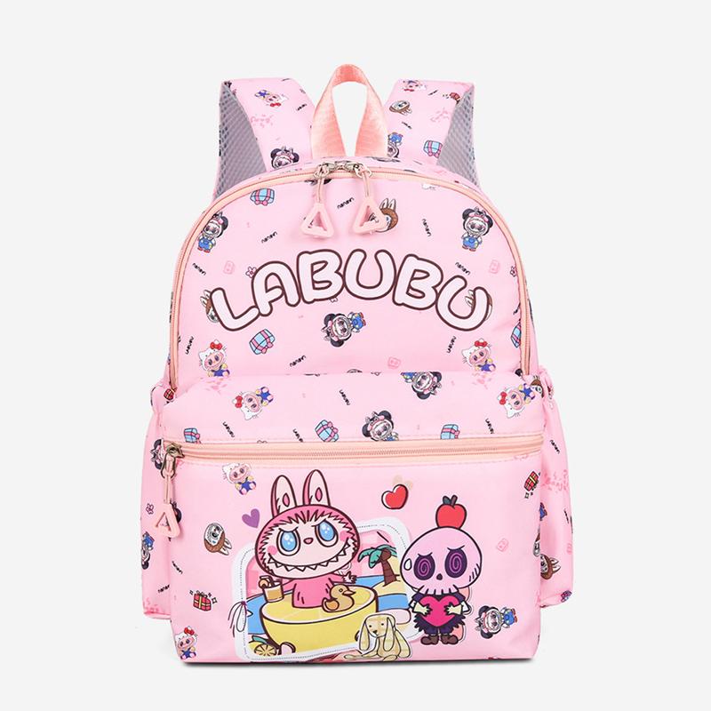 Neuer 4-teiliger Kinder-Cartoon-Rucksack LABUBU-Druck Schultasche Großes Fassungsvermögen Leichter Wasserdichter und Verschleißfester Rucksack