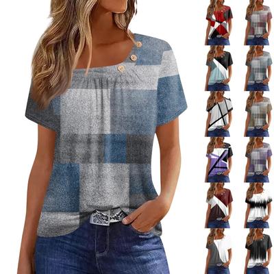 Summer Tops For Women Print For Women O-Collar Short Sleeve Comfy Womens Tops T Shirts