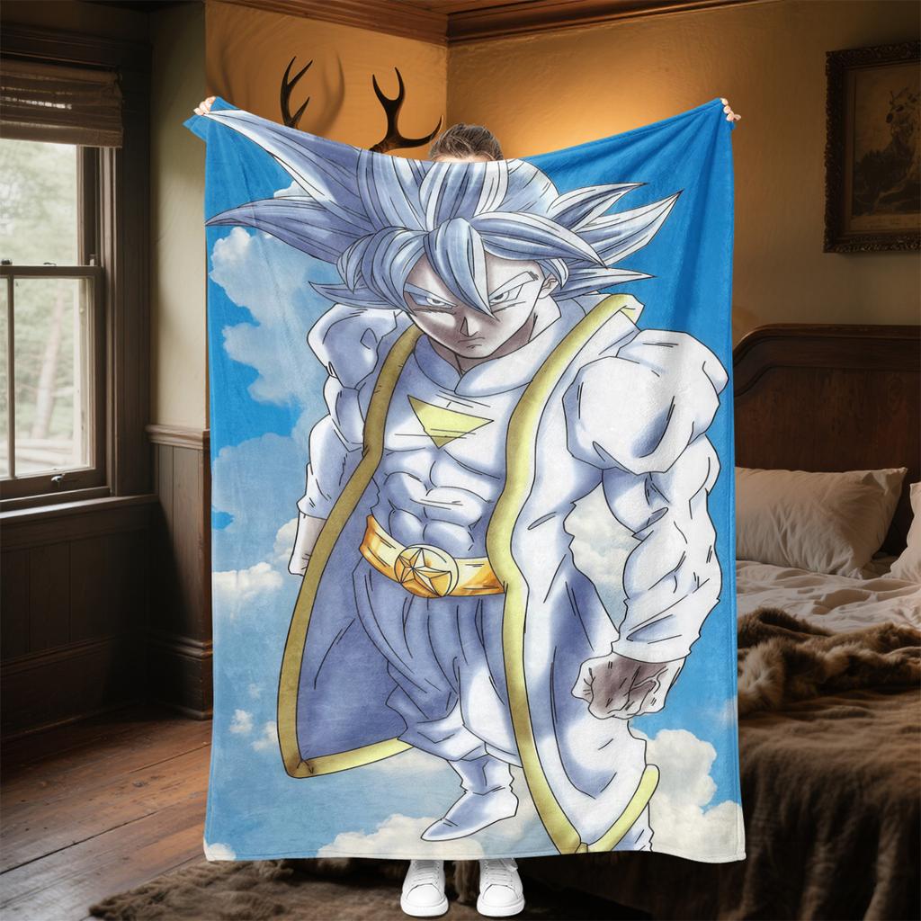 1PC Vegito Print Flannel Blanket, High Quality All Seasons, Home Decor, Warmth and Comfort, Perfect for Christmas Gifts